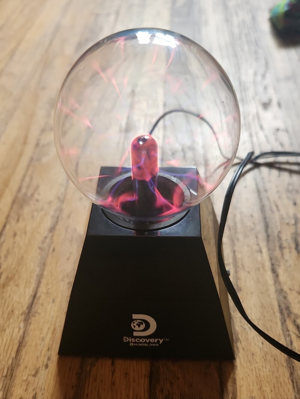 Gently Used Discovery Plasma Globe Lamp with Black Pyramid Base